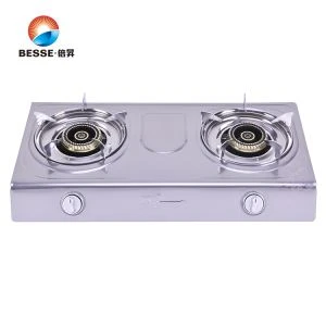 Baru desain Double Burner 0,45 ketebalan Stainless Steel Gas Cooker